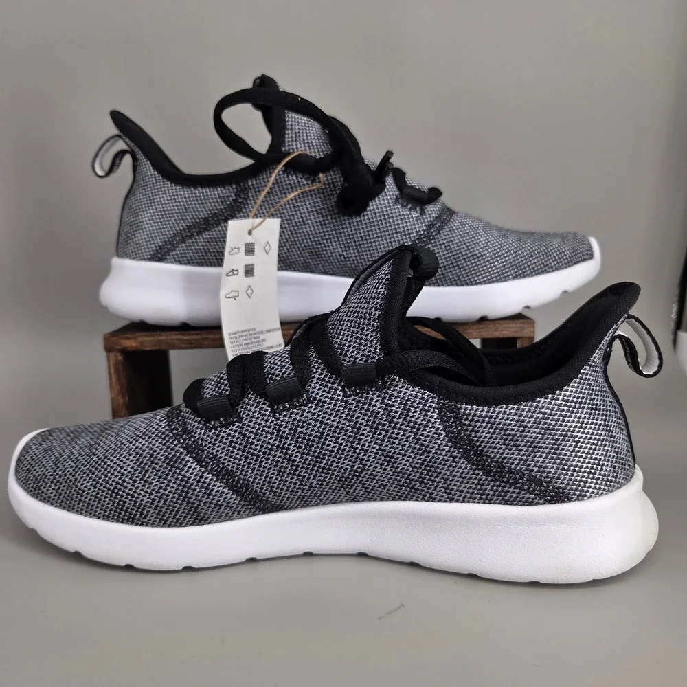 Adidas Cloudfoam Pure 2.0 Running Shoes Womens 8.5 Black White Knit H04755